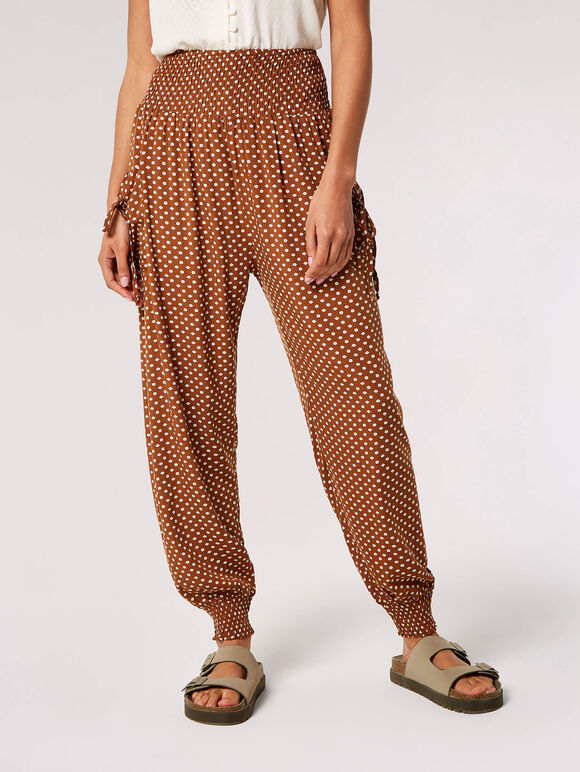 Diamond Print Smocked Jogger, Rust, large