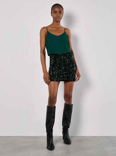 Chiffon Sequin Cami Mini Dress