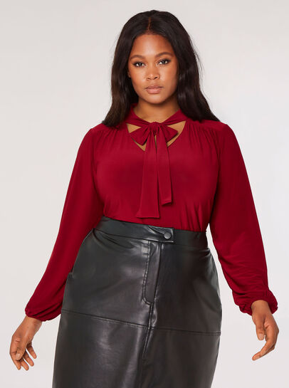 Curve Tie Neck Jersey Top