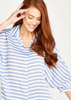 Stripe Batwing Oversized Shirt, Blue, large