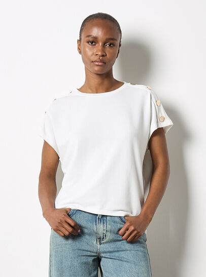 Decorative Button Jersey T-Shirt