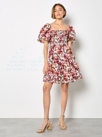 Pure Cotton Blurred Ikat Mini Dress