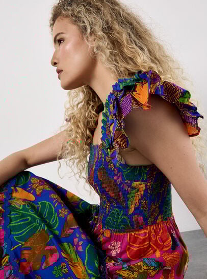 Colour Pop Parrot Print Maxi Dress
