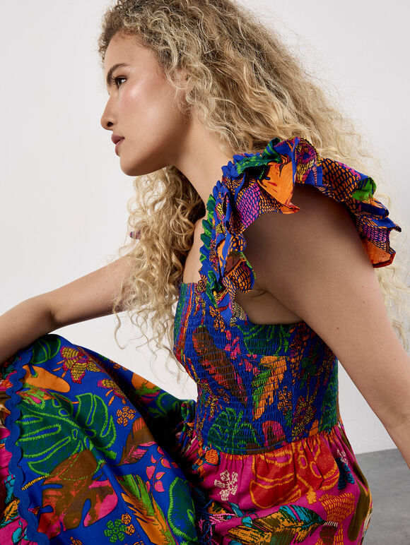Colour Pop Parrot Print Maxi Dress, Assorted, large
