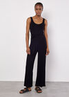 Sleeveless Ribbed Jersey Jumpsuit, Black, large