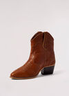 Tan Ankle Leather Boots, Brown, large