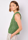 Floral Embroidered Shell Top, Green, large