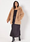 Soft Faux Fur Zipped Jacket, Brown, large