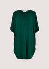 Soft Batwing Cocoon Mini Dress , Green, large