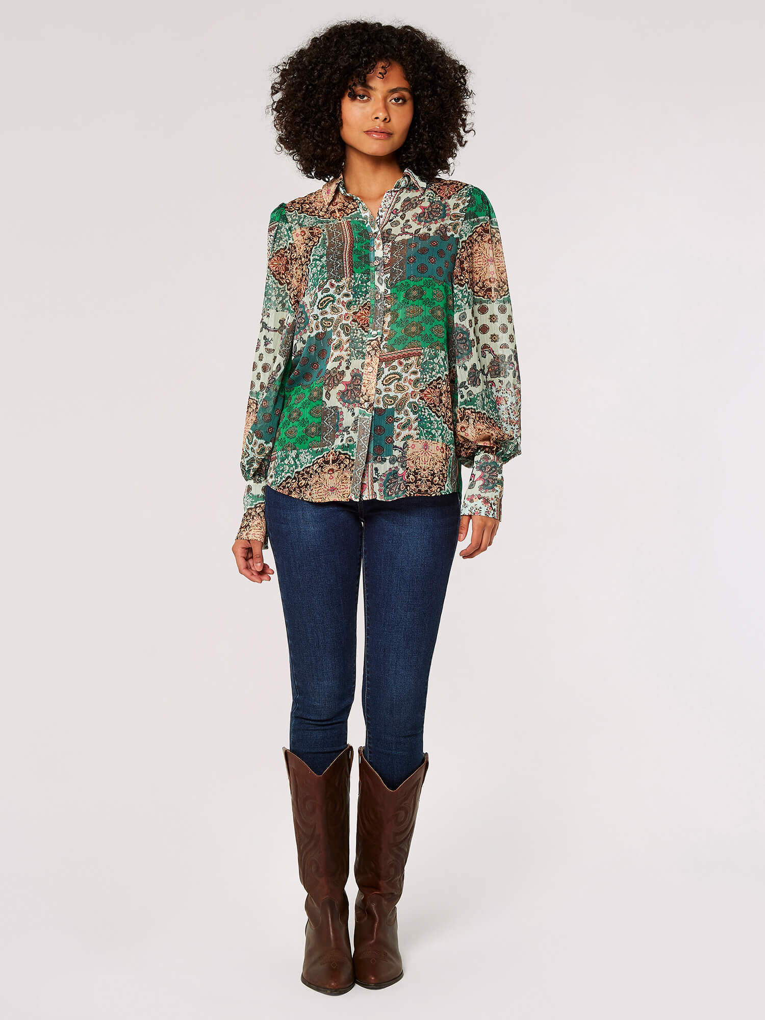 Paisley Patchwork Shimmer Shirt | Apricot Clothing
