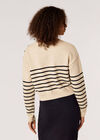 Stripe Knitted Gold Button Jumper, Stone, large