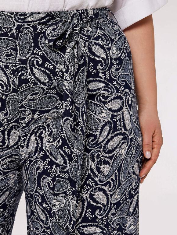 Curve Paisley Palazzo Trouser, Navy, large