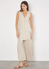 Linen Blend Longline Waistcoat, Stone, large