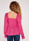 Shimmer Smock Peplum  Top, Fuchsia, large