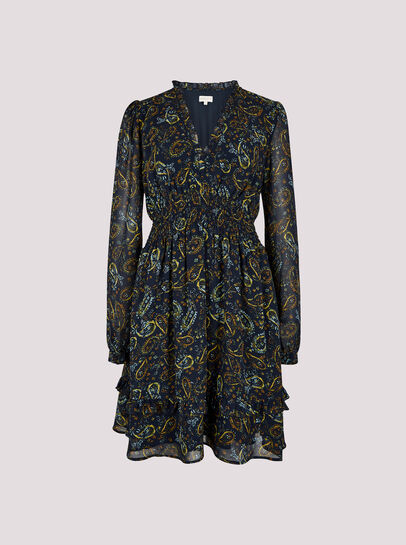 Paisley Ruffle Mini Dress 