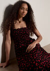 Ditsy Floral Smocked Midi Dress, Black, large
