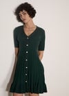 Ribbed Knit Fit And Flare Mini Dress, Green, large