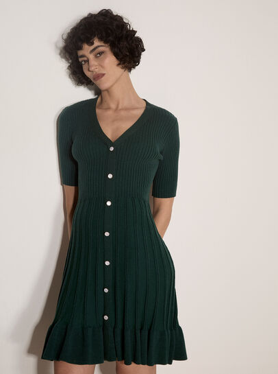Ribbed Knit Fit And Flare Mini Dress