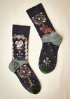 Chaussettes en coton imprimé lion, noires, grandes