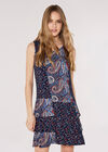 Paisley Mix-Match Mini Dress, Navy, large