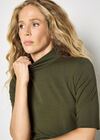 Jersey Mock Neck Top, Green, large