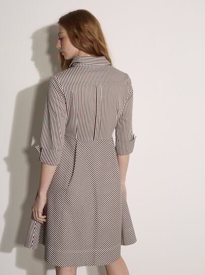 Cotton Stripe Shirt Mini Dress