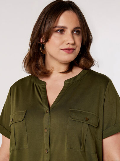 Curve Military V-Neck Top