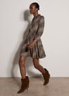 Blurred Spot Shirt Mini Dress, Mocha, large