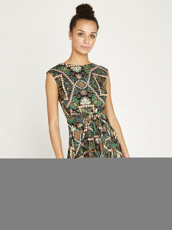 African Tile Hankyhem Dress, Khaki, large