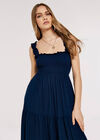 Smock Tiered Midi Dress, Navy, large