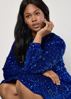 Velvet Sequin Mini Dress, Blue, large