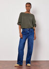 Cable Stripe Batwing Jumper, Khaki, large
