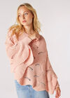 Swirl Knit Poncho Jumper, Coral, large