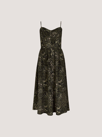 Cheetah Print Corset Cami Midi Dress