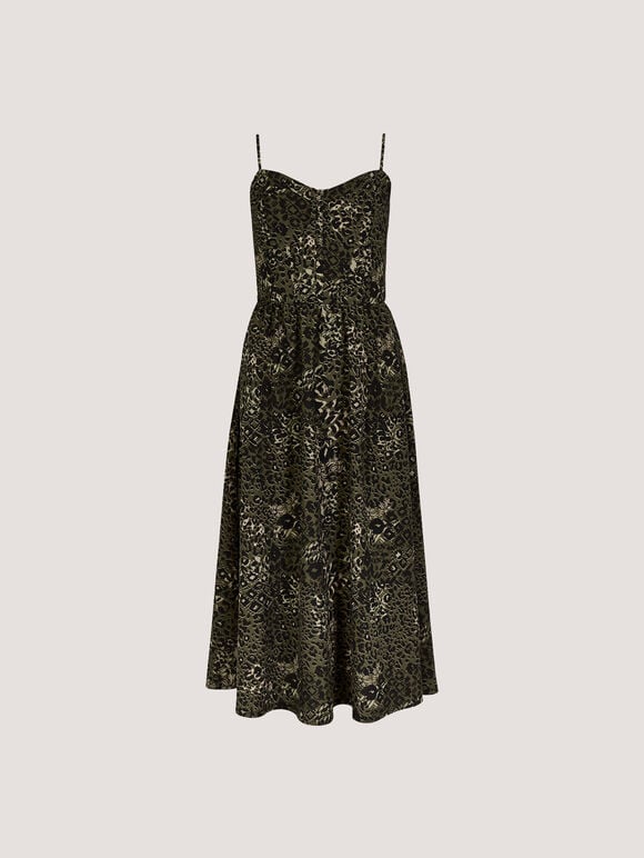 Cheetah Print Corset Cami Maxi Dress, Khaki, large