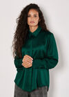 Oversized Satin Shirt, Green, large