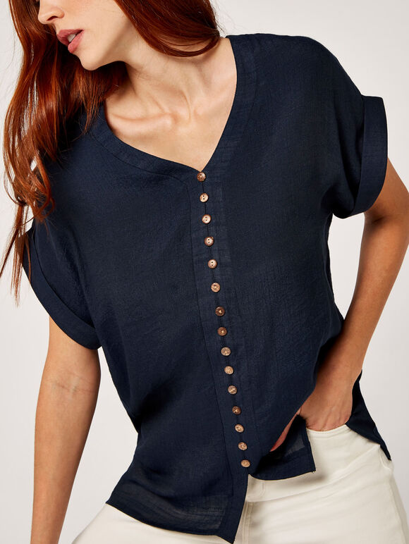 Button Down Top, Navy, large