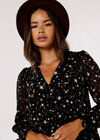 Foil Star  Smock Dress, Black, large