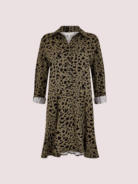 Paintsplash  Shirt Mini Dress, Khaki, large