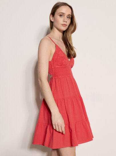 Bow Back Crochet Cami Mini Dress