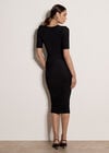 Metallic Wrap Ruched Midi Dress, Black, large