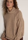 Melange Roll Neck Jumper, Mocha, large