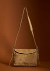 Eyelet Detail Suede Crossbody Bag, Brown, large