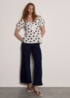 Polka Dot Tie Front Top, White, large