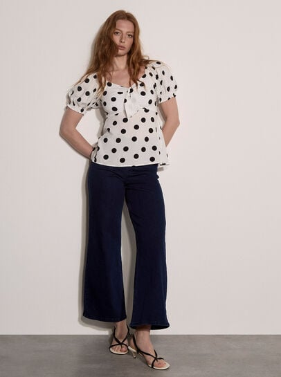 Polka Dot Tie Front Top