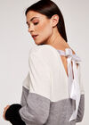 Colourblock Ribbon Back Jumper, Black, large