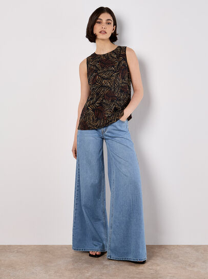 Batik Leaf Print Vest Top