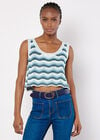 Chevron Crochet Crop Top, Aqua - Turquoise, large