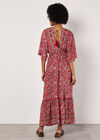 Foil Floral Paisley Satin Maxi Dress, Red, large