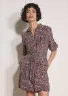 Irregular Spot Crepe Shirt Mini Dress, Burgundy, large